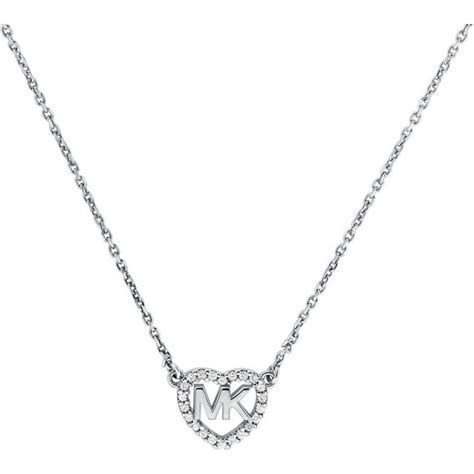 michael kors silver heart necklace|michael kors sterling silver necklace.